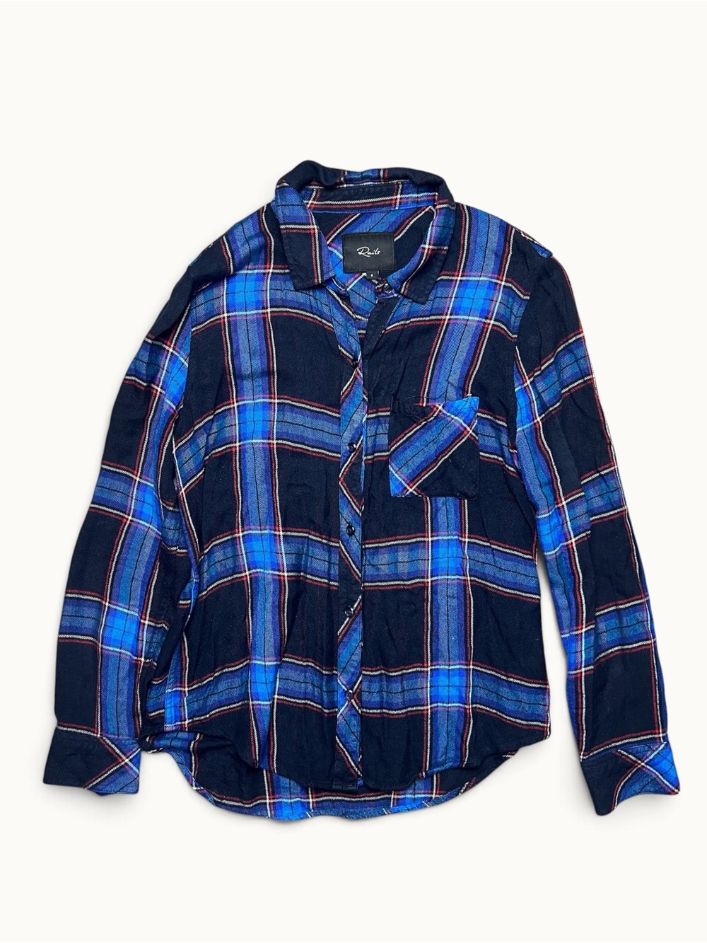 Rails Hunter Plaid Shirt Azure Midnight Ruby 100% Rayon Women’s Small